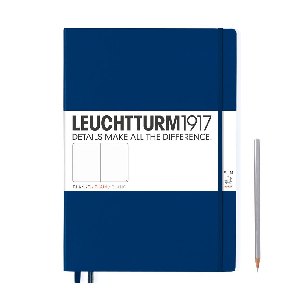 Leuchtturm 1917 Master Slim A4+ Hardcover Notebook 121ct – Navy – Plain